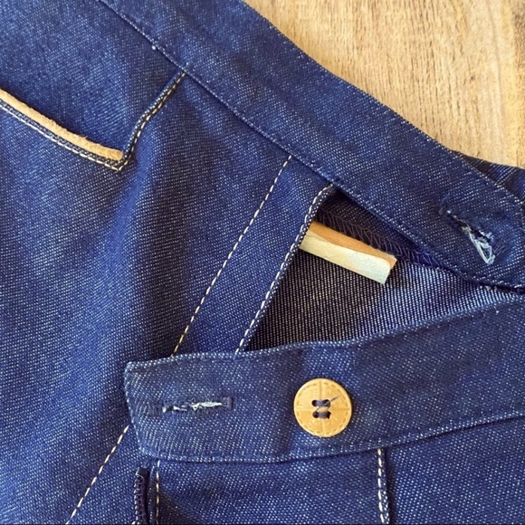 VTG 70s Dark Raw Denim Wide Leg Bermuda Shorts & Coordinated Blazer Set, sz 6/8 - Picture 9 of 16